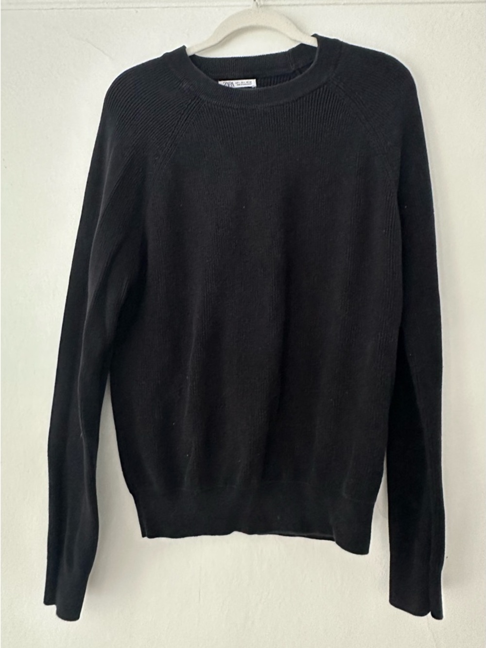 Zara Black Cotton Ribbed Sweater